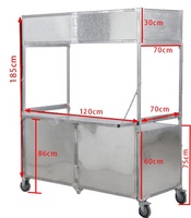 Vitrine de vente ambulante pliable en acier inoxydable personnalisée, station de fruits, chariot à pousser pour la vente rapide de hot-dogs, snacks, BBQ et desserts