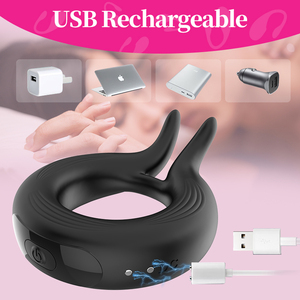 Wholesale10-frequency aspiration magnétique charge lapin oreille serrure <span class=keywords><strong>anneau</strong></span> fin Silicone hommes Vibration <span class=keywords><strong>anneau</strong></span> jouets masturbateur Sex Toy - Product Image 2