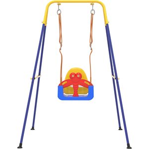 Ensemble de balançoire <span class=keywords><strong>3</strong></span> en 1 pour tout-petits, balançoire pour bébé avec ceinture de sécurité, intérieur/extérieur, siège de balançoire pour enfants avec support métallique robuste pour aire de jeux - Product Image 2