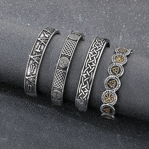 Brazalete de mitología nórdica minimalista, joyería para hombre, pulsera y brazalete de acero inoxidable con símbolo pagano nórdico vikingo para hombre - Product Image 3