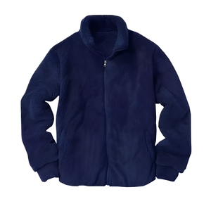 Chaqueta de Forro Polar Sherpa Azul Marino Personalizada con Cremallera Completa y Cuello Alto, Cálida para Invierno, Casual, para Exteriores, Venta al por Mayor, Ropa de Abrigo - Product Image 1