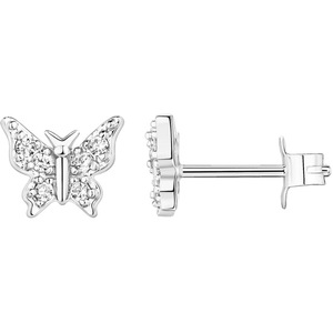 PAVOI Boucles d'oreilles clous délicates plaquées or 10K pour femme, tiges en argent sterling 925, fermeture à bouton, zircone cubique, motif éclair céleste - Product Image 3