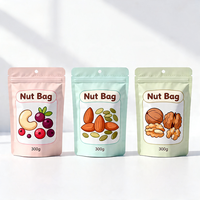 Pochette réutilisable personnalisée à succès, finition mate dépolie, fermeture éclair, estampage à chaud, sérigraphie pour noix et bonbons