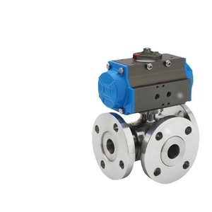 Válvula de bola neumática de tres vías Q644F-10-16 de 1 pulgada de acero al carbono para agua a temperatura normal - Product Image 1