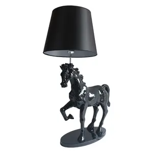 Lámpara de mesa con forma de caballo, diseño moderno, creativa, de resina, para sala de estar, blanco y negro, para decoración del hogar y Hotel