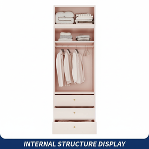 خزانة ملابس عصرية فاخرة من الفولاذ المدرفل على البارد، خيارات ألوان قابلة للتخصيص لغرفة النوم الوردية، المزيد من التخصيص - Product Image 5