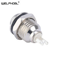 Bouton poussoir métallique étanche IP65 en acier inoxydable, momentané, 1NO, 2A, diamètre 10mm, à tête haute, pour appareil électrique