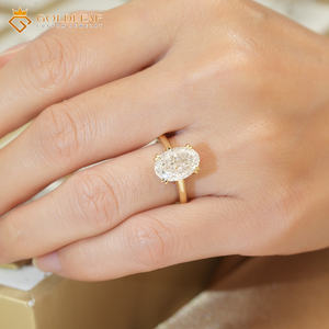 Anillos de Compromiso Unisex de Oro Amarillo de 18K, Chapados en Oro, Estilo Clásico de Lujo, Nuevo Estilo, Corte Ovalado, Engaste de Garras, para Uso Diario - Product Image 4