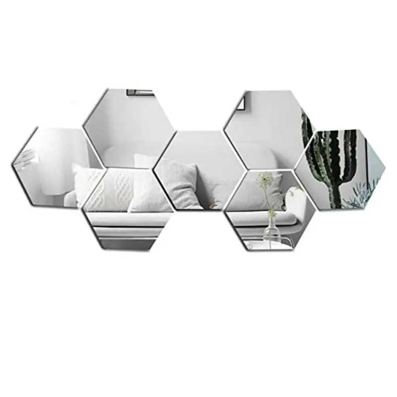 Hexagon Acrylic Mirror Wall Stickers 3D Mirror Art Wall Decal Mirror Effect for Home Living Room Sofa TV Background Decoration