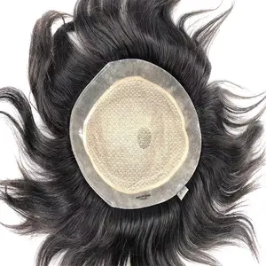 Tupé de encaje con Base de seda para hombre y mujer, tupé de Color personalizado, cabello brasileño