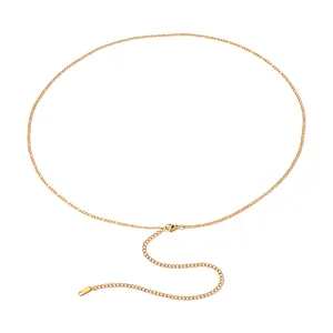 Nieuw Binnen Zomer 18K Vergulde Body Chain Gift Rvs 2.2Mm Strand Eenvoudige Buik Taille Ketting Voor Meisjes