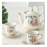 Ensemble théière et tasses en céramique de style anglais rétro QIAN HU, porcelaine, décoration d'intérieur pour une expérience de thé de l'après-midi parfaite