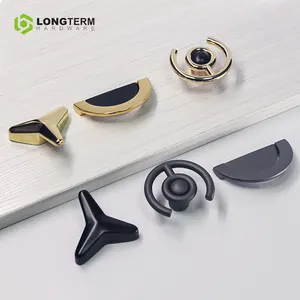 Modern New Design Zinc Alloy Handles Fancy Cabinet Drawer Pulls And Knobs Gold Black Kitchen Furniture Pull Handle