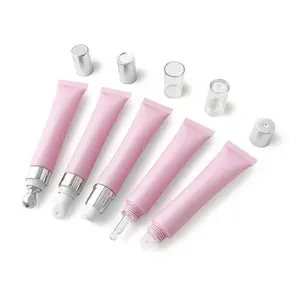 Personalizzato colorato unico crema per gli occhi Lipgloss tubo contenitore cosmetico vuoto imballaggio rosa smerigliato 20g spremere 20ml tubo lucidalabbra