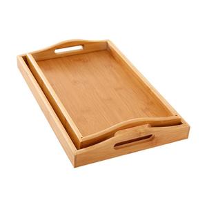 Plateau de service rectangulaire en bambou, plateau à thé et café en bois pour cuisine et salle à manger, style simple - Product Image 5