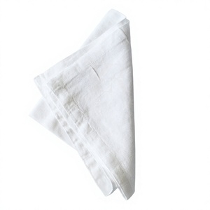 Serviettes en lin et coton, belles, en vrac, teintes unies, lin blanc personnalisé, logo personnalisé - Product Image 1
