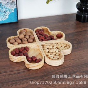 Pengzhan Heart-Shaped Wooden <b>Snack</b> <b>Tray</b> 4-Compartment Multifunctional Serving Dish For Nuts Dried Fruits - Product Image 1