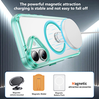 Étui magnétique pour iPhone 17 18 Pro 360 °   Support rotatif en métal, résistant aux chocs de qualité militaire, coque transparente avec protection de l'appareil photo