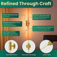 Applique murale LED moderne de luxe E26 à double tube, corps en acier brossé doré, dimmable, pour chambre à coucher, salon, hôtel, éclairage décoratif