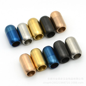 Нержавеющая сталь позолоченная Магнитная застежка DIY ювелирные изделия ожерелье разъем кожаный шнур компоненты круглый - Product Image 4