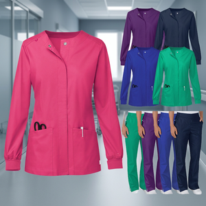 Blouse d'infirmière de haute qualité, style jogger confortable, col côtelé élégant, en spandex, pour uniformes professionnels - Product Image 2