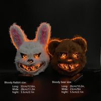 Máscara de Conejo de Peluche con Luces LED, Máscara Facial Completa de Terror, Disfraz de Halloween para Adultos, Venta al Por Mayor