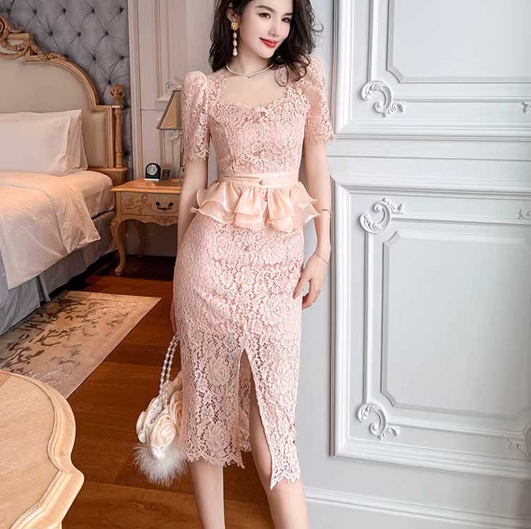 knee length dresses for ladies Love Is In The Details Lace Lace-Up Skater Dress main image 1