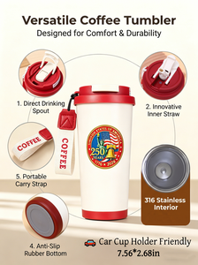 Vaso de Acero Inoxidable de Doble Pared de 16 oz, Edición Patriótica del 250 Aniversario de EE. UU. 1776-2026, Taza de Viaje con la Frase 'We The People', Regalo del 4 de Julio - Product Image 2