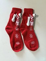 Chaussettes de couple magnétiques, chaussettes mi-mollet brodées avec des yeux 3D, chaussettes amusantes respirantes assorties pour les amoureux