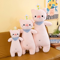 Peluche cochon rose mignon à fleurs avec rembourrage en coton PP, design de pattes à clipser, longue écharpe – Cadeau de mariage pour tous les âges