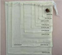 Pochette en tissu sérigraphié recyclable personnalisée, petit sac à cordon, kit de sachets de thé en coton mousseline organique fin