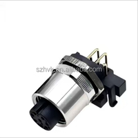 M12 90-degree Bend Needle PCB Board Welding Socket Connector Aviation Plug Matching Male-female Sockets 5-pin Multi-core