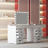 Table de toilette de grande taille en MDF pour salon de beauté, design français, plateau en mélamine, table de maquillage pour femmes, plateau en cristal diamant
