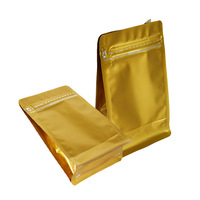 Sacs d'emballage refermables à fermeture éclair de 250g en stock pour snacks, grains de café, noix, thé – Sacs à huit soudures en film mat avec feuille d'or