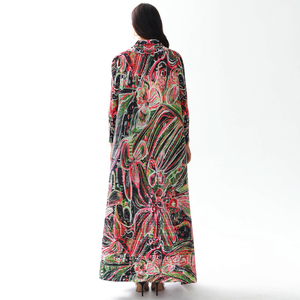 2024 New Design Factory Custom Free Size Muslim Floral <strong>Printed</strong> Miyake Pleated <strong>Abaya</strong> Women Modest Fashion Wear - Product Image 6