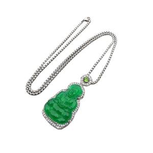 Collar YL con Colgante <span class=keywords><strong>de</strong></span> Jade <span class=keywords><strong>de</strong></span> Imitación <span class=keywords><strong>de</strong></span> Alta Calidad, Jade Helado Incrustado en Acero Inoxidable, Estilo Deportivo Unisex, Cadena <span class=keywords><strong>de</strong></span> Caja - Product Image 5