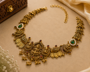 Collar Corto de Oro de 24K, 17.89 Gramos, Joyería India Tradicional Hecha a Mano para Mujer, para Bodas y Eventos Nupciales - Product Image 4