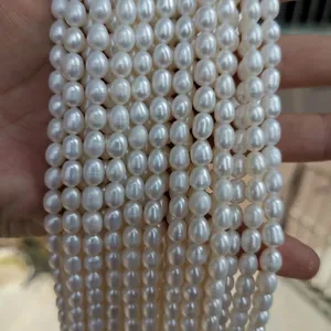 5-6-7mm wholesale white fresh water oval pearl for necklace and bracelet DIY handmade jewelry