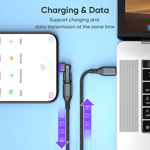 3 In 1 TYPE-C Adapter | 180 Buigen Usbc Naar Type C & Micro & I-Product 240W Magnetische Tips Kabel Converter Adapter - Product Image 6