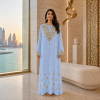Robe kaftan maxi abaya de luxe avec broderie lourde et sequins pour mariage