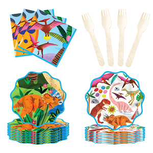 DAMAI - Platos de Papel para Postre con Diseño de Animales, Forma de Ola, para Fiestas, con Juego de Vajilla Desechable de Dinosaurios - Product Image 3