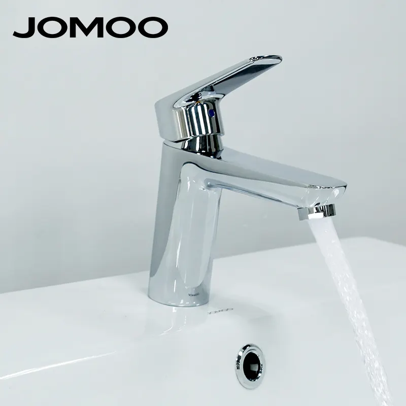 JOMOO EN817 Brass Single Handle Basin Faucet Single Hole Chrome Bathroom Faucet New Design Hot And Cold Water Tap Faucet