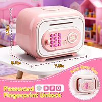EPT Coffre-fort de grande capacité avec fonction clignotante pour dépôts et retraites, 13-18M, en forme de valise pour enfants, avec mot de passe par empreinte digitale, tirelire