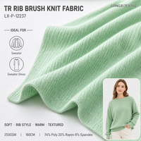 Gaun Sweater Rajut TR Rib Brush Knit 74% Poliester 20% Rayon 6% Spandex 250GSM 160cm Lembut Hangat Nyaman Tebal Grosir Kustom