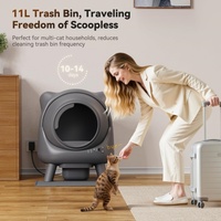 Bac à litière autonettoyant Bac à litière automatique FEELNEEDYO Contrôle des odeurs Robot Conception oreilles de chat 65L Application Surveillance en temps réel
