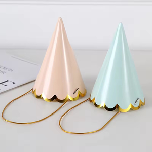 Chapeau d'anniversaire conique coloré unisexe avec bordure dorée, décoration de fête essentielle pour enfants et adultes, accessoires pour photomaton - Product Image 5