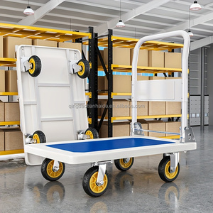 รถเข็นพับได้ OEM แบบมีแท่นวางของ  โครงเหล็กเคลือบสี  สำหรับใช้ในบ้าน  แบบสี่ล้อ - Product Image 4