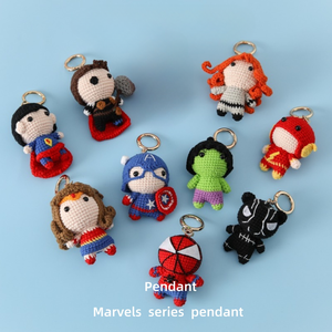 Manwei série style japonais crochet voiture porte-clés laine-fini Xuefei pendentif garçons PP coton remplissage épicerie objet décoratif - Product Image 1