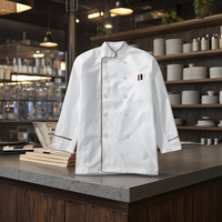 Uniformes de cuisine unisexe classiques Veste de chef en tissu sergé Ensemble tablier et chapeau pour la cuisine dans les hôtels et les restaurants