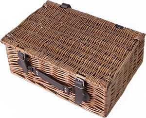 Yulin Jiafu Wicker Gift Basket With Lid <strong>Empty</strong> Picnic <strong>Hamper</strong> WIth Handle Shop Retail Display Basket (Brown, Small) - Product Image 5
